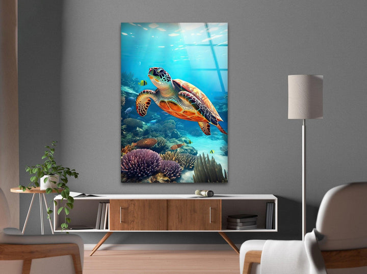 Aquatic Turtle Glass Wall Art art glass wall art, glass wall art pictures