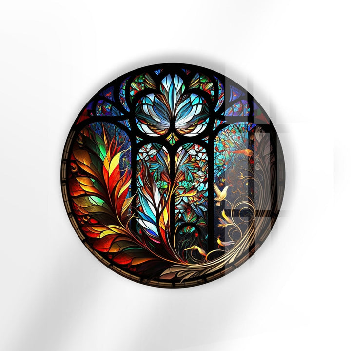 Arafed Stained Round Glass Wall Art stained glass wall art, stained glass wall decor
