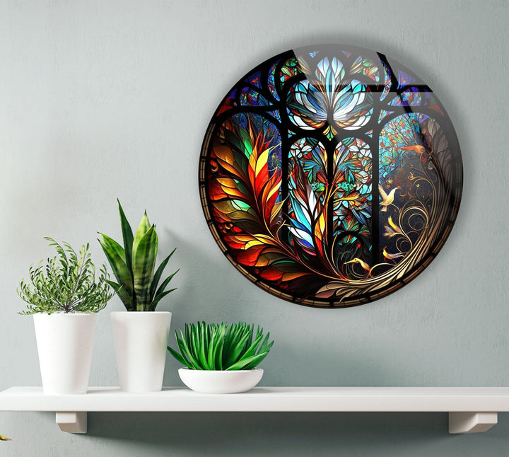 Arafed Stained Round Glass Wall Art glass image printing, glass prints from photos
