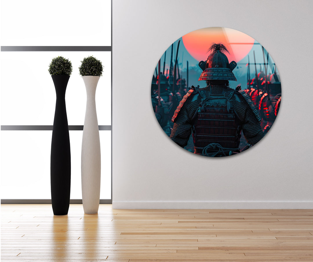 Army of Samurai Glass Wall Art photo print on glass, prints on glass wall art
