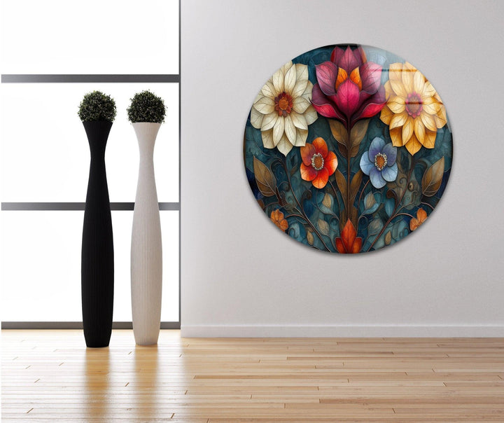 Art Nouveau Flowers Glass Wall Art, art glass wall art, glass wall art pictures