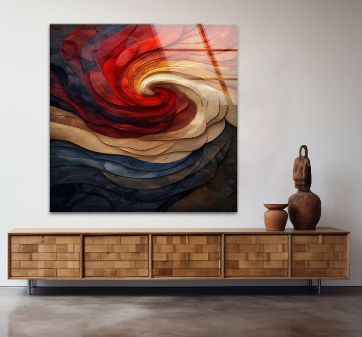 Artistic Embossed Spiral in colors of Glass Wall Art