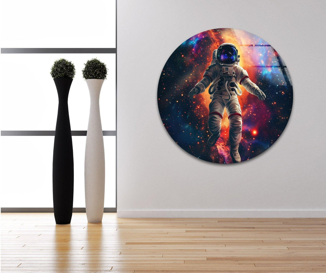 Astronaut in Space Glass Wall Art, picture on glass wall art, photos printed on glass