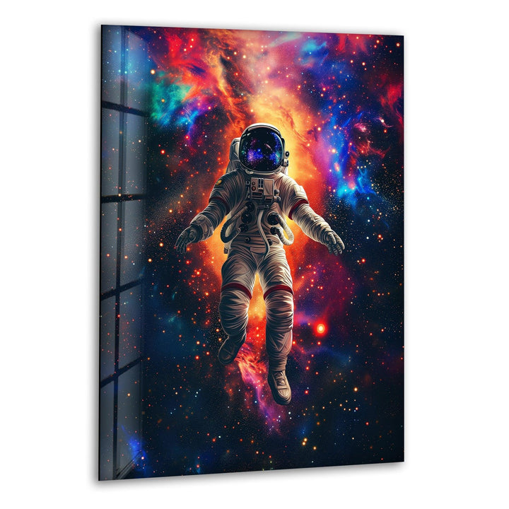 Astronaut in Space Glass Wall Art, print on glass, glass printed photos