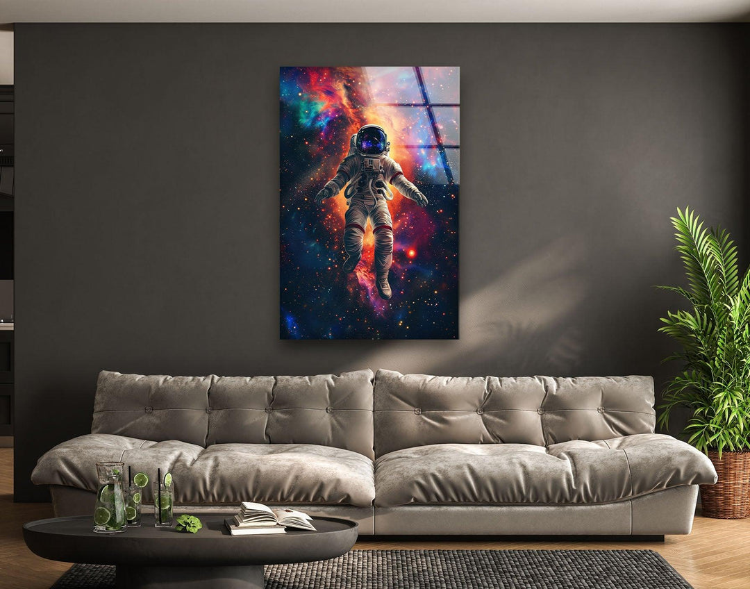 Astronaut in Space Glass Wall Art, glass pictures for Wall, glass prints wall art