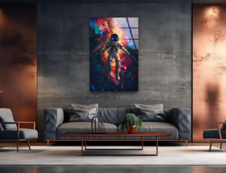 Astronaut in Space Glass Wall Art, photo print on glass, prints on glass wall art