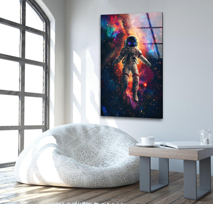 Astronaut in Space Glass Wall Art, picture on glass wall art, photos printed on glass