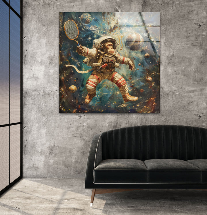 Astronaut Monkey Glass Wall Art