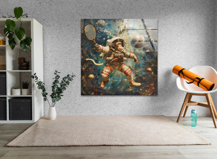 Astronaut Monkey Glass Wall Art