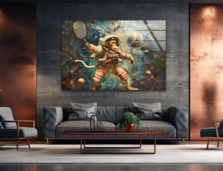 Astronaut Monkey Glass Wall Art