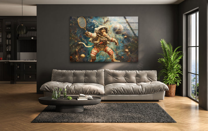 Astronaut Monkey Glass Wall Art