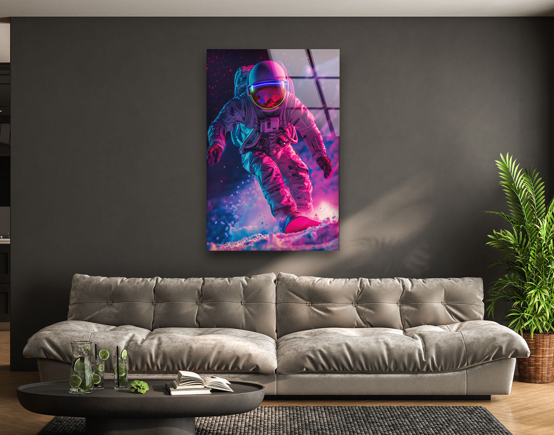 Astronaut in Pink Space Glass Wall Art stained glass wall art, stained glass wall decor
