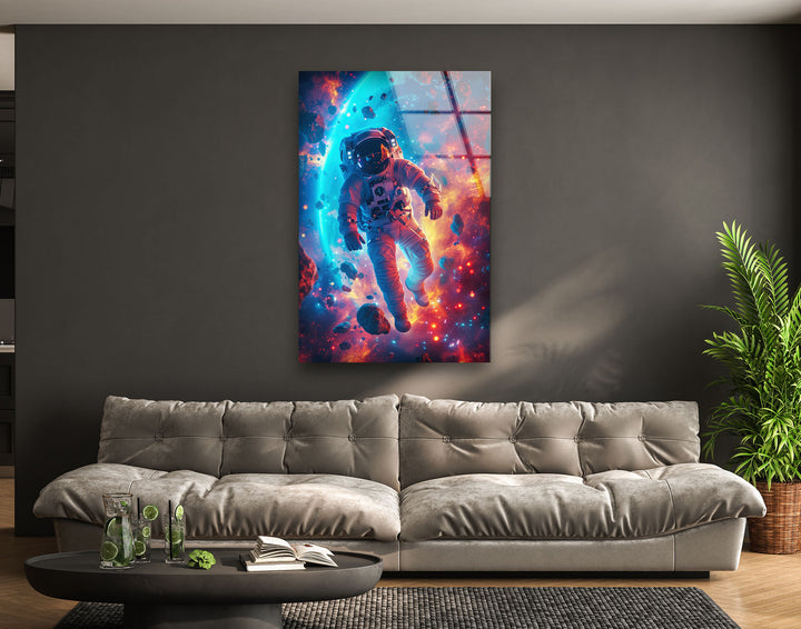 Astronaut Glass Wall Art, glass art painting, glass art for the Wall