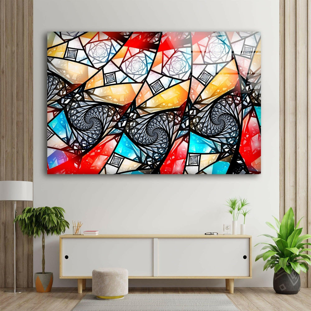 Asymmetric Mosaic Glass Wall Art large glass photo prints, glass wall photos