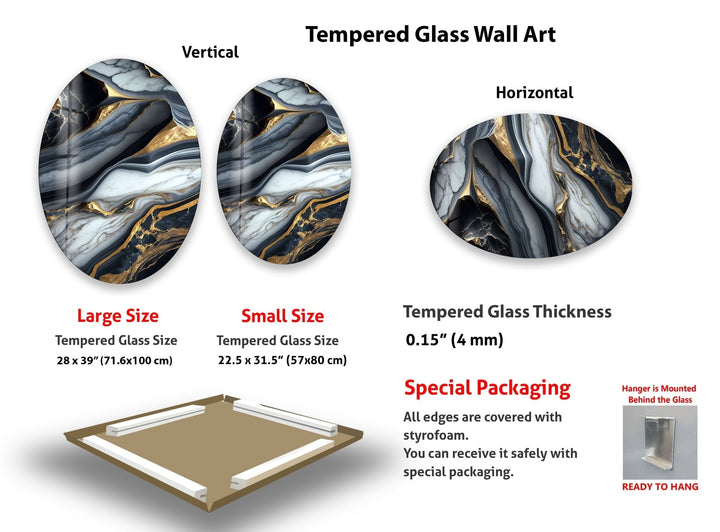 Asymmetric Oval Black Epoxy Design Glass Wall Art