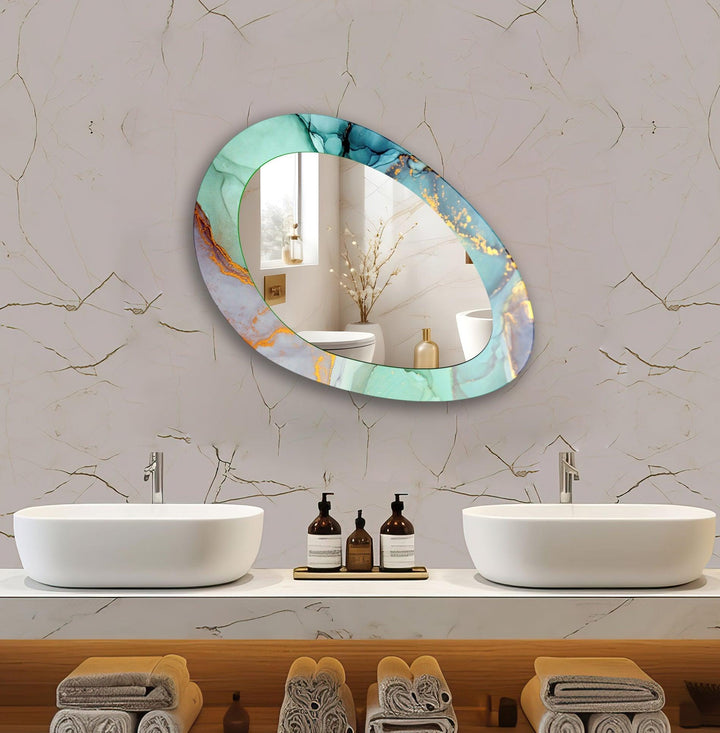 Asymmetric Oval Living Room Wall Mirror