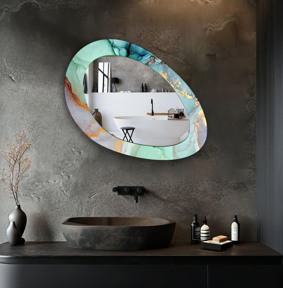 Asymmetric Oval Living Room Wall Mirror