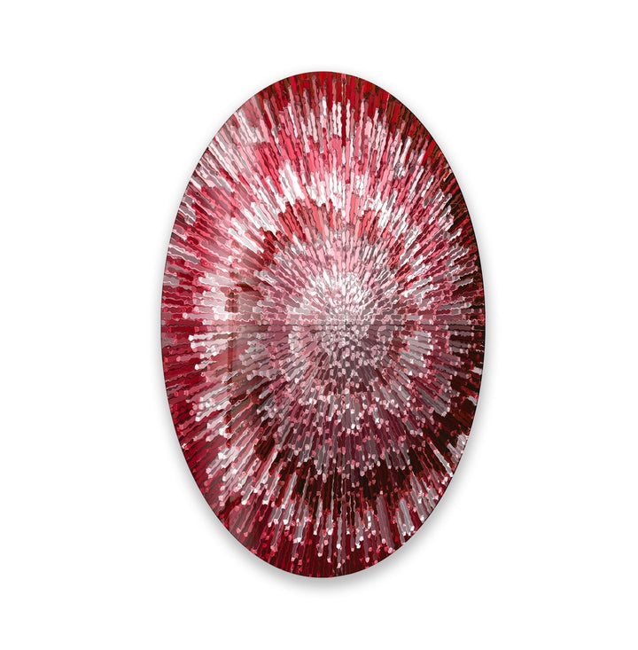 Asymmetric Oval Red Abstract Glass Wall Art photo print on glass, prints on glass wall art
