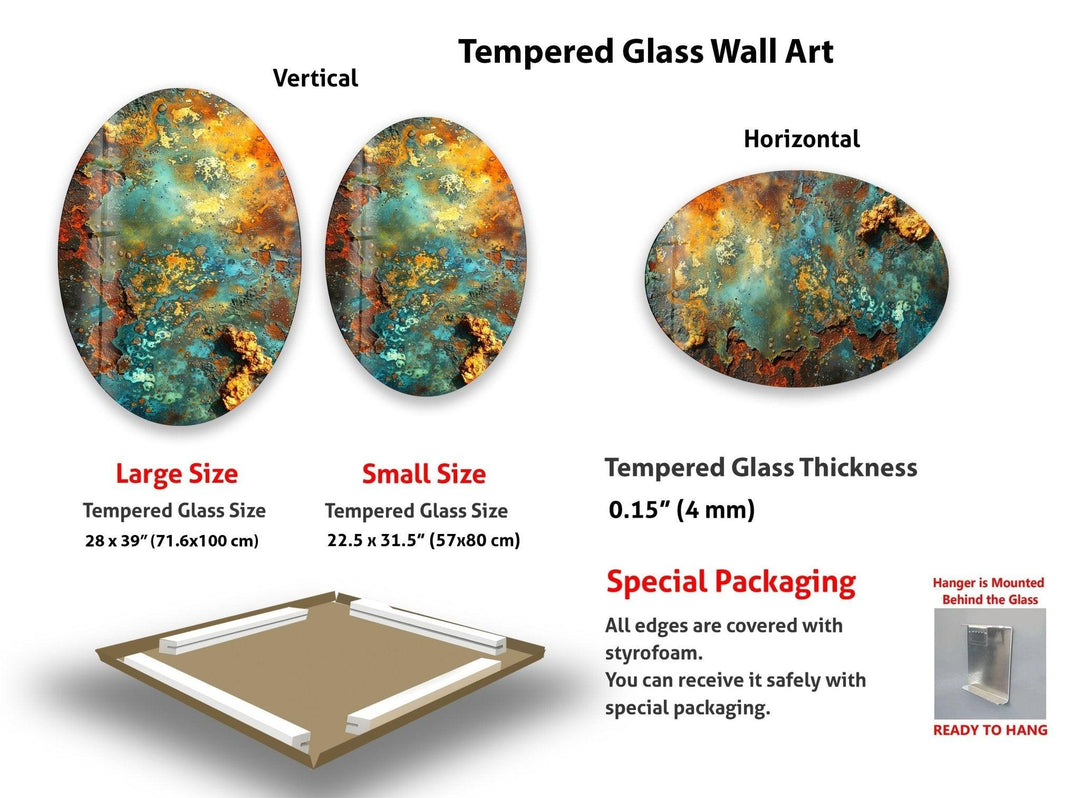 Asymmetric Oval Rusty Abstract Glass Wall Art