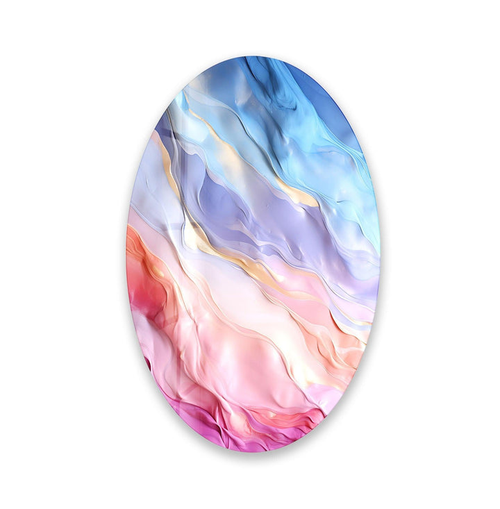 Asymmetric Oval Soft Colors Glass Wall Art custom glass pictures, glass art prints
