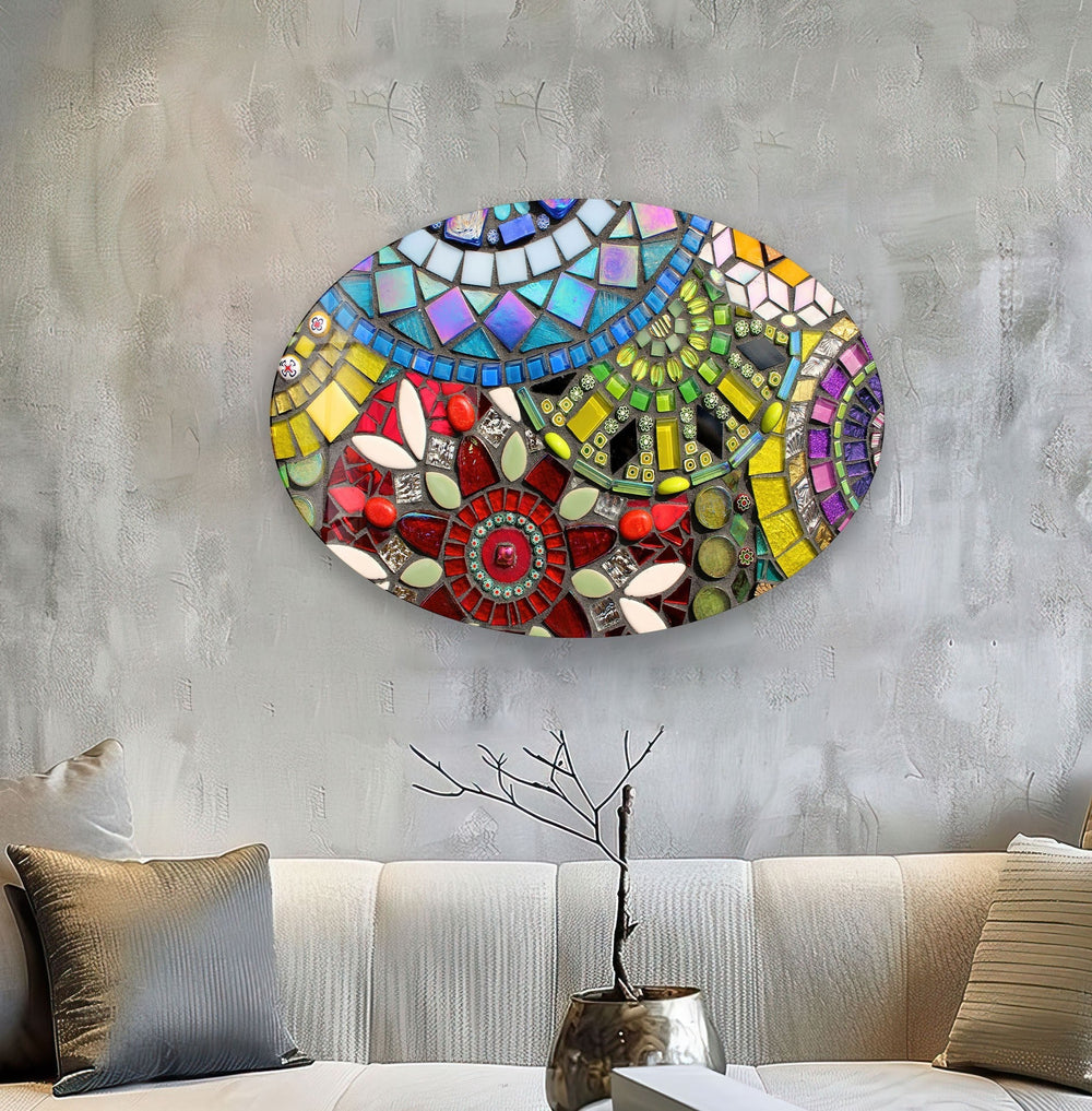 Asymmetric Oval Stained Colored Glass Wall Art stained glass wall art, stained glass wall decor
