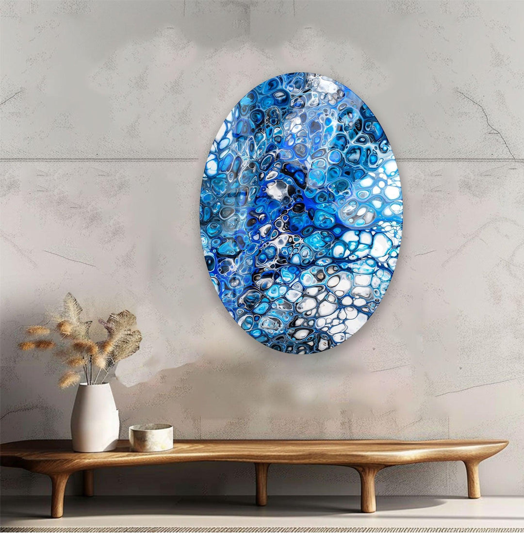 Asymmetric Oval Stained Navy Blue Glass Wall Art art glass wall art, glass wall art pictures
