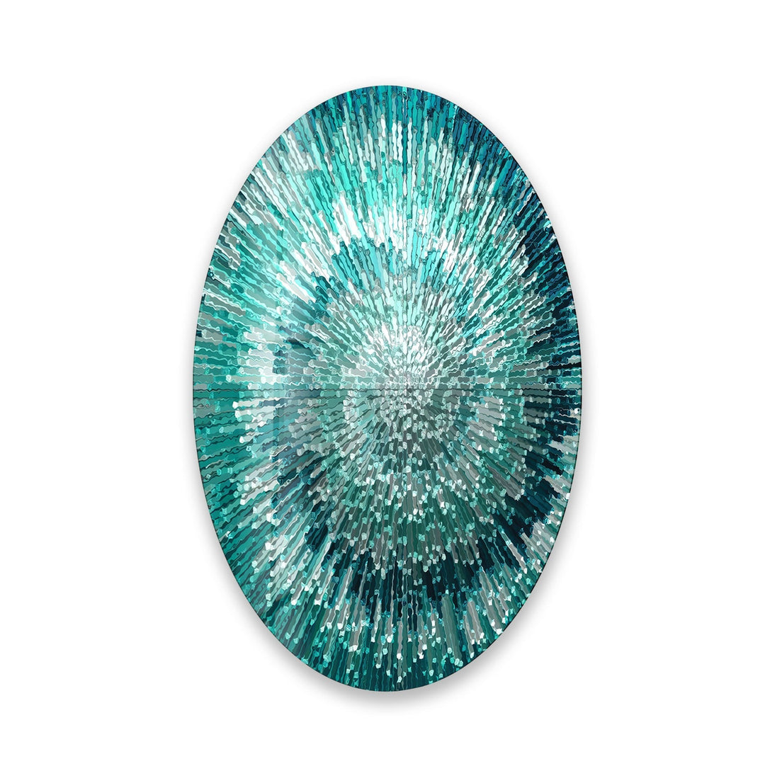 Asymmetric Oval Turquoise Abstract Glass Wall Art custom glass photo prints, large glass prints
