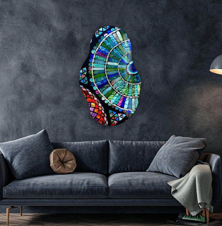 Asymmetrical Colorful Mosaic Glass Wall Art glass art painting, glass art for the Wall
