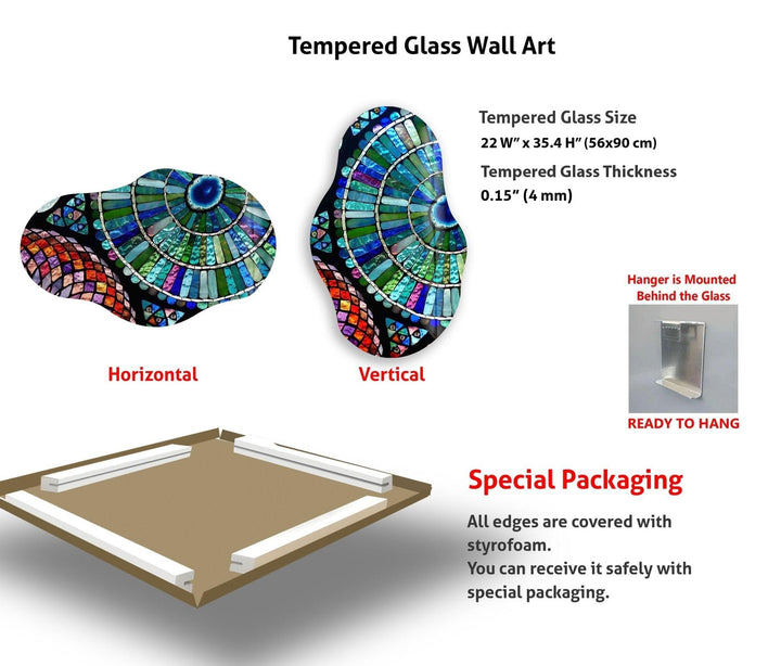 Asymmetrical Colorful Mosaic Glass Wall Art