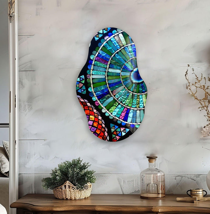 Asymmetrical Colorful Mosaic Glass Wall Art art glass wall art, glass wall art pictures
