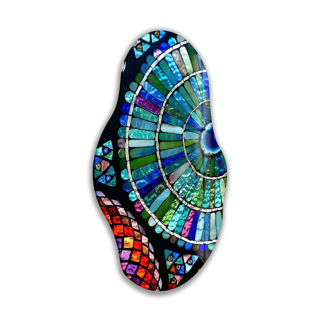 Asymmetrical Colorful Mosaic Glass Wall Art glass image printing, glass prints from photos
