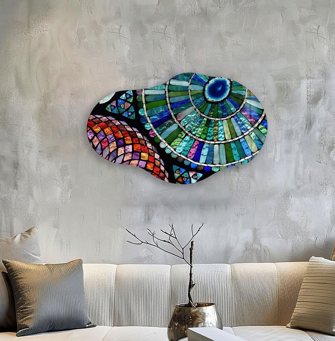 Asymmetrical Colorful Mosaic Glass Wall Art stained glass wall art, stained glass wall decor