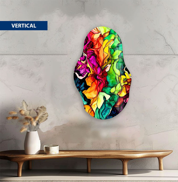 Asymmetrical Colorful Watercolor Glass Wall Art custom glass pictures, glass art prints
