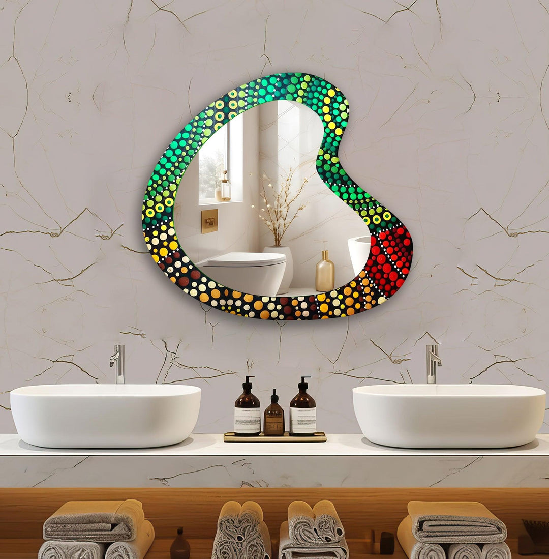 Asymmetrical Green Mosaic Glass Wall Mirror