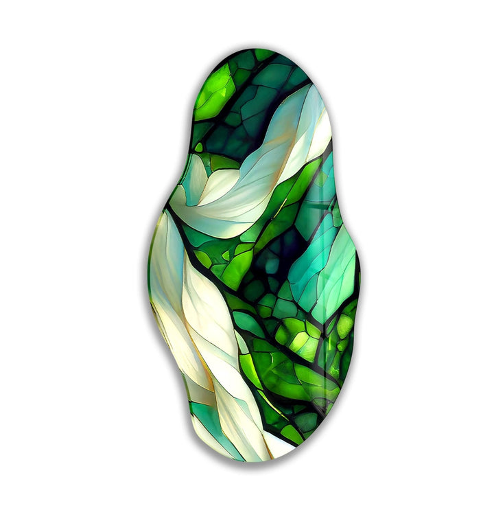 Asymmetrical Green Stained Glass Wall Art glass image printing, glass prints from photos
