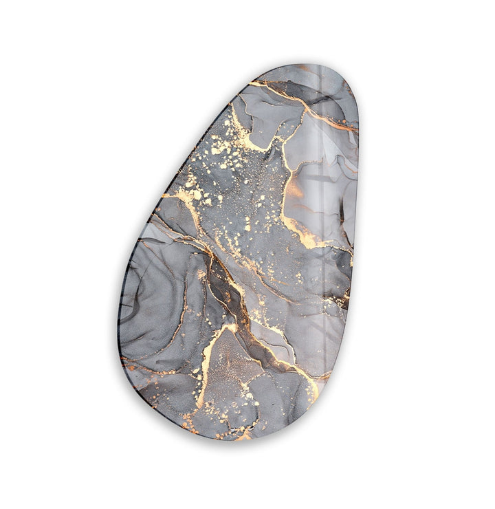 Asymmetrical Oval Abstract Black & Golden Glass Wall Art art glass wall art, glass wall art pictures
