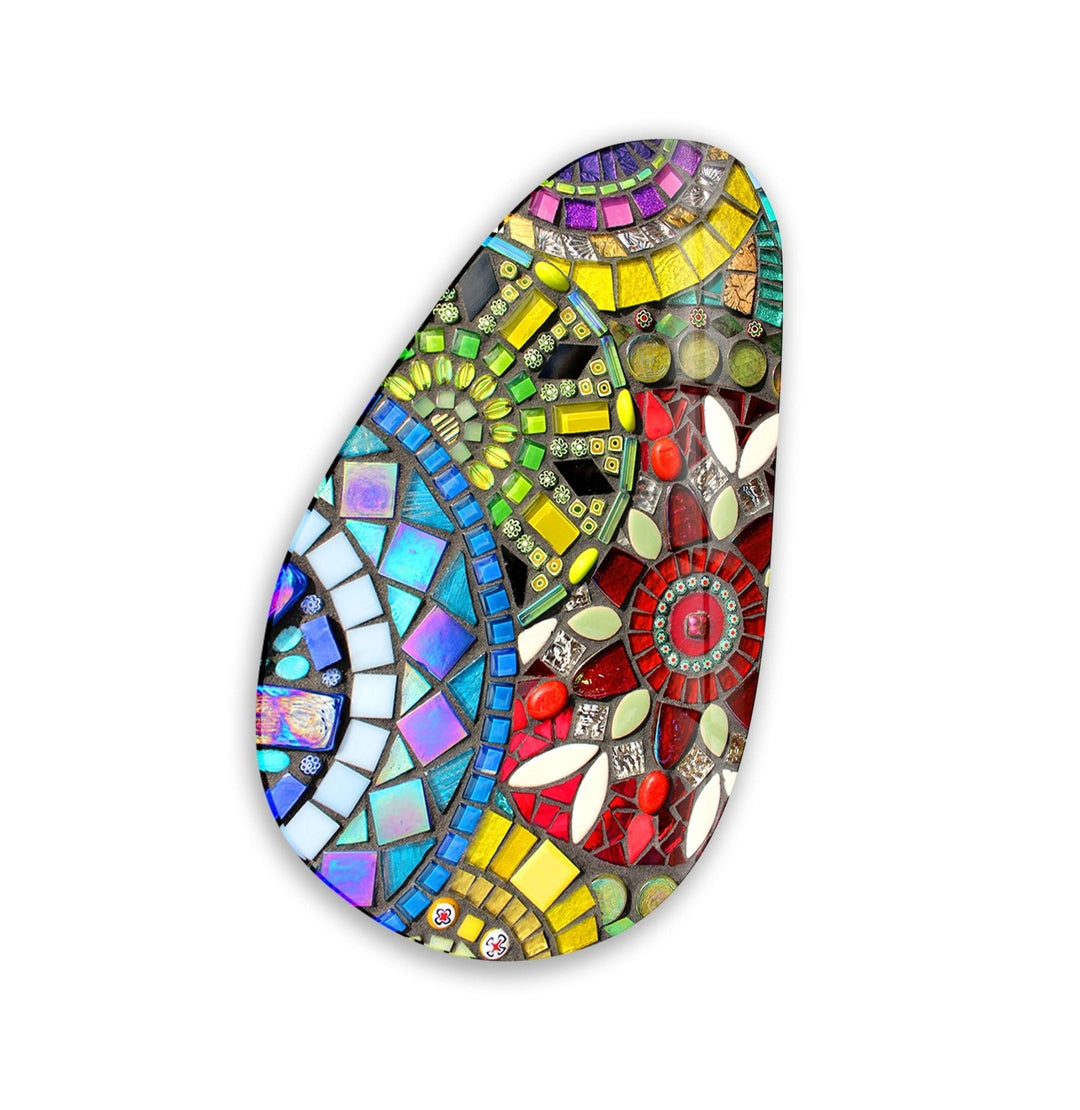 Asymmetrical Oval Colored Stained Glass Wall Art picture on glass wall art, photos printed on glass
