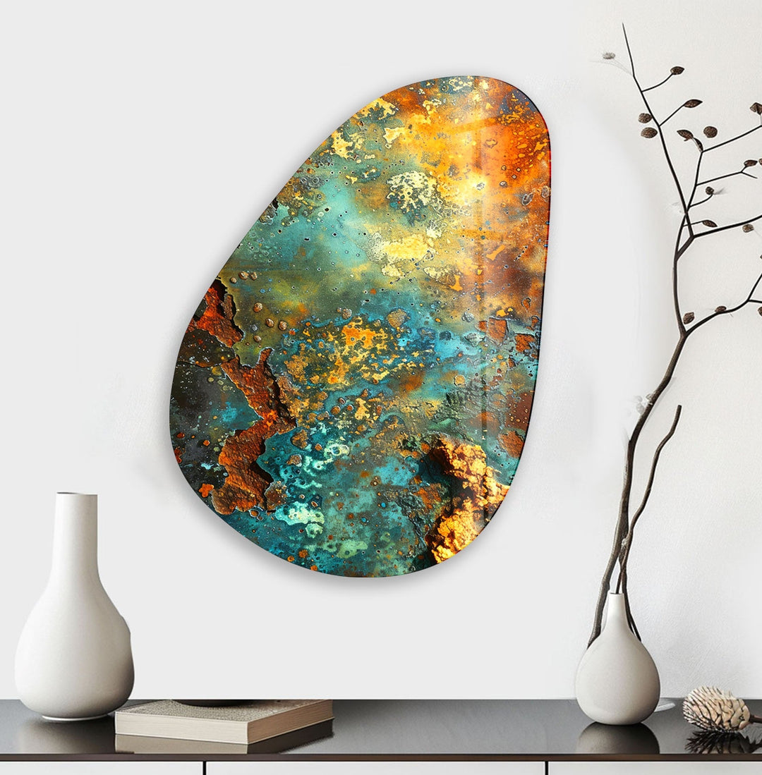 Asymmetrical Oval Colorful Abstract Glass Wall Art custom glass photo prints, large glass prints
