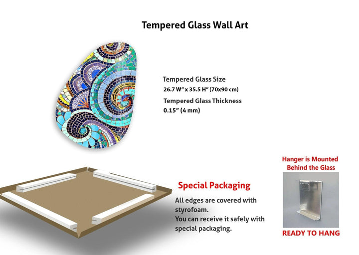 Asymmetrical Oval Mosaic Design Glass Wall Art