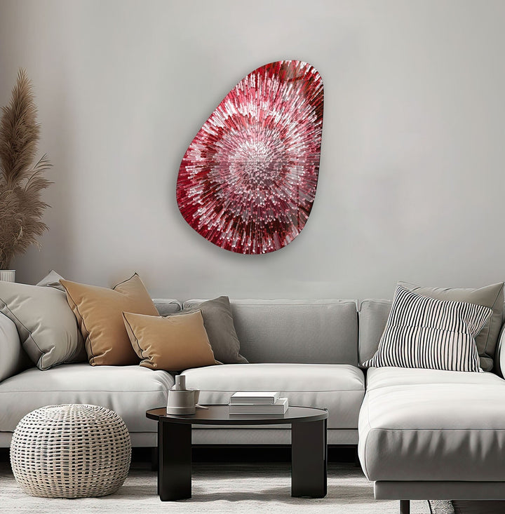 Asymmetrical Oval Red Abstract Glass Wall Art glass image printing, glass prints from photos
