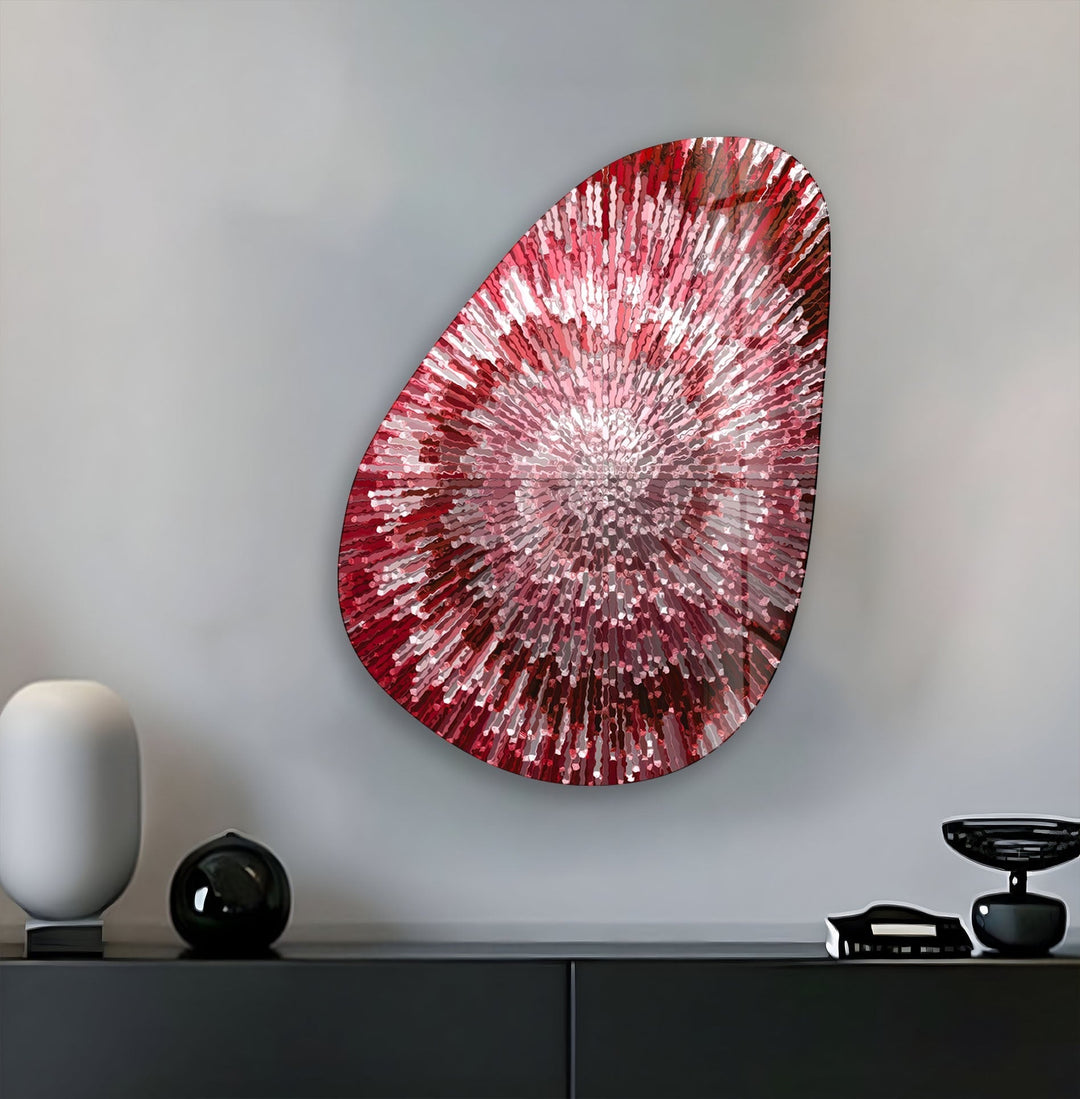 Asymmetrical Oval Red Abstract Glass Wall Art Glass Printing Wall Art, Print photos on glass
