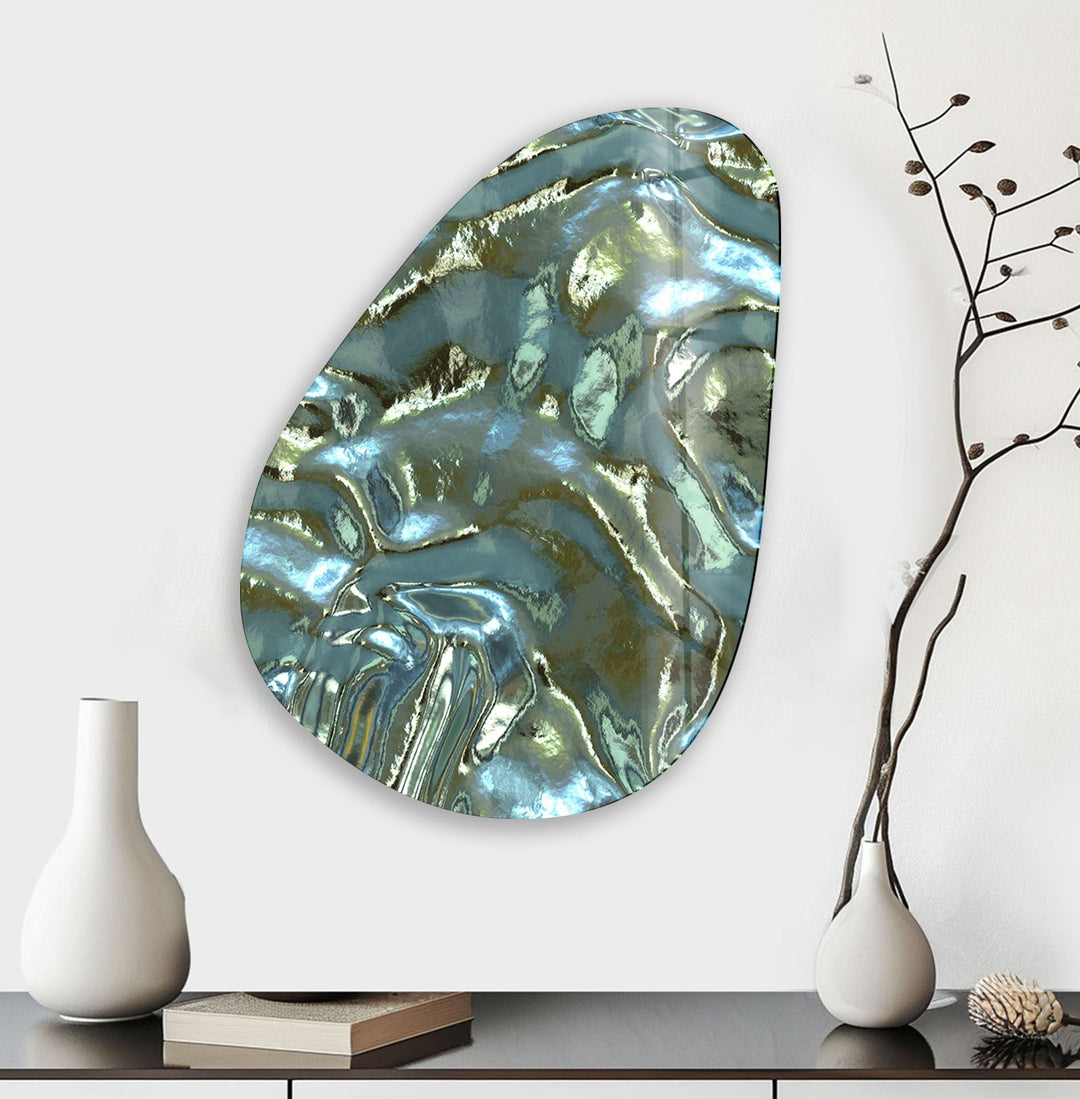 Asymmetrical Oval Shiny Abstract Glass Wall Art stained glass wall art, stained glass wall decor
