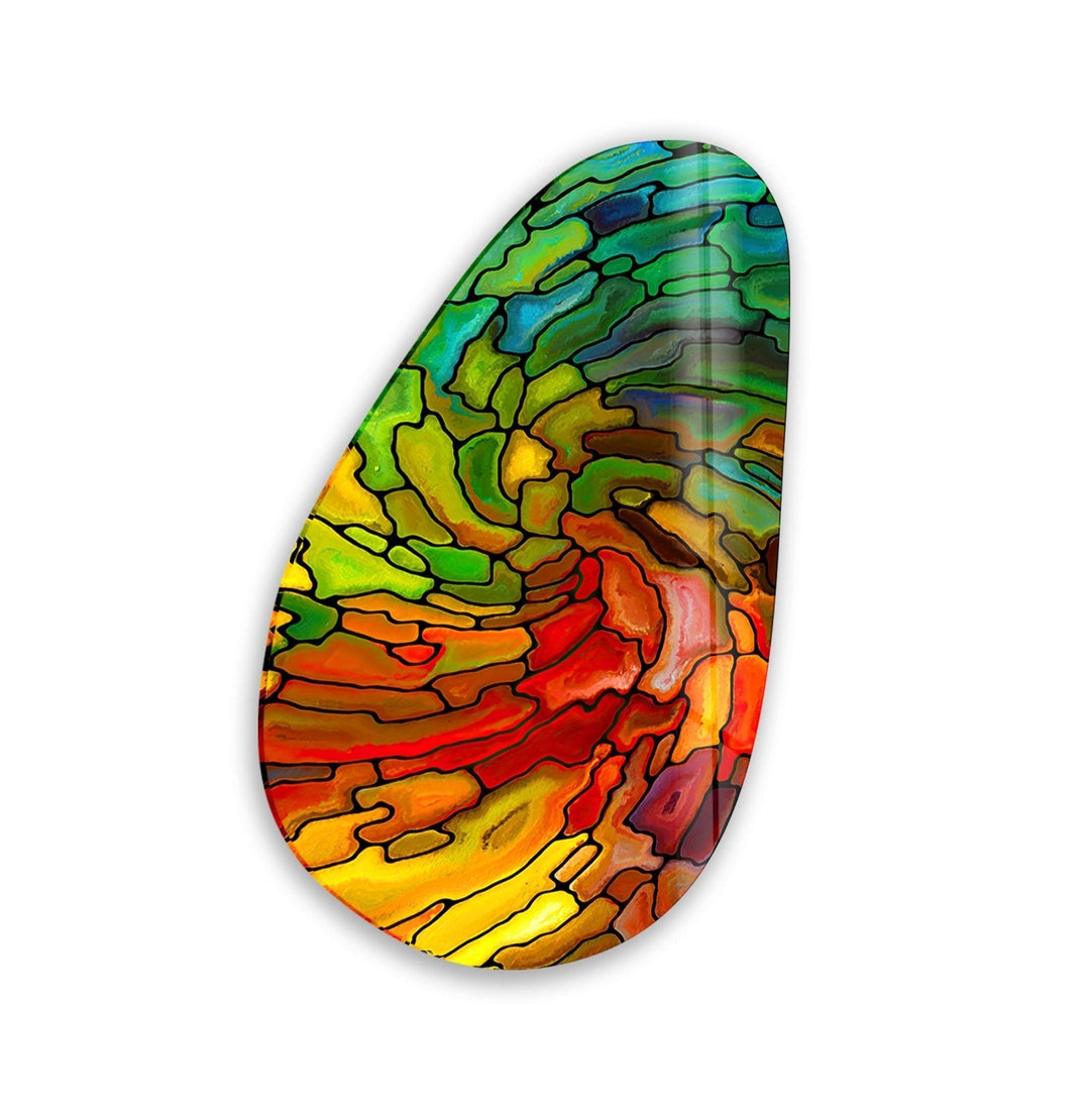 Asymmetrical Oval Stained Colorful Glass Wall Art art glass wall art, glass wall art pictures
