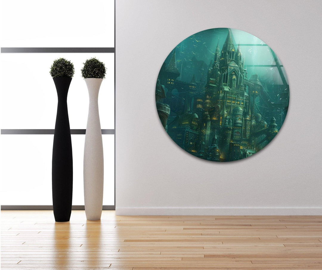 Atlantis Castle Glass Wall Art custom glass pictures, glass art prints
