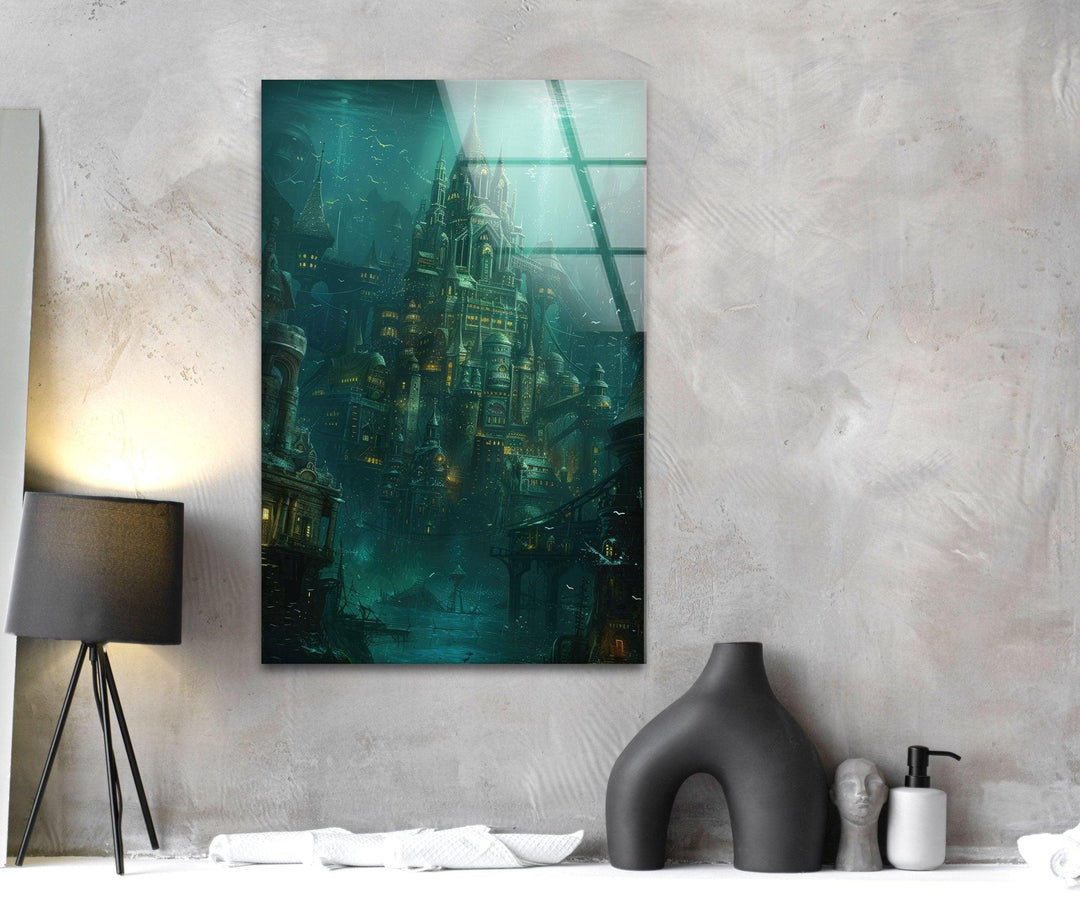 Atlantis Castle Glass Wall Art glass art painting, glass art for the Wall
