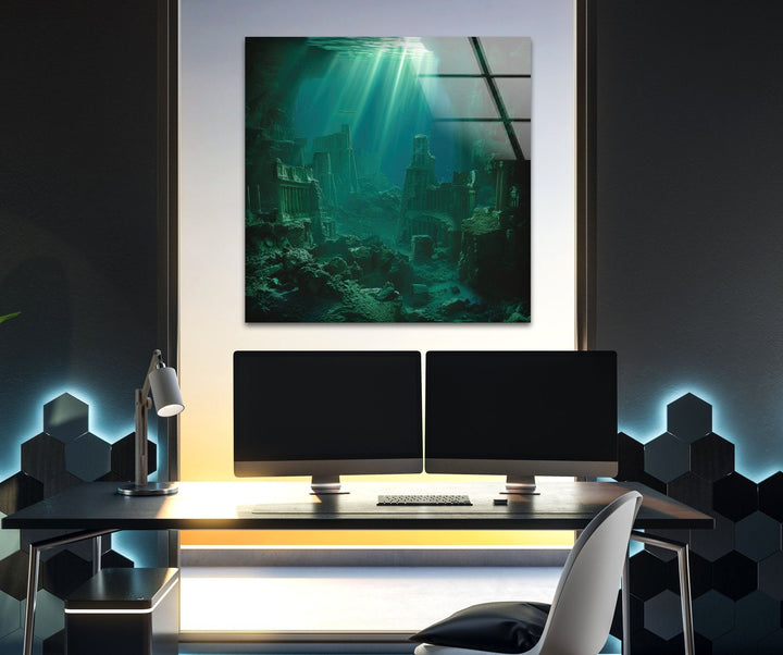 Underwater Atlantis Glass Wall Art, Glass Printing Wall Art, Print photos on glass