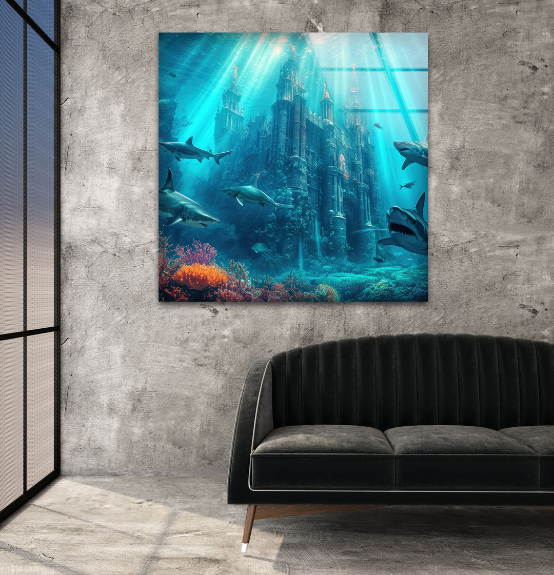 Underwater Atlantis Glass Wall Art, glass photo prints, glass picture prints