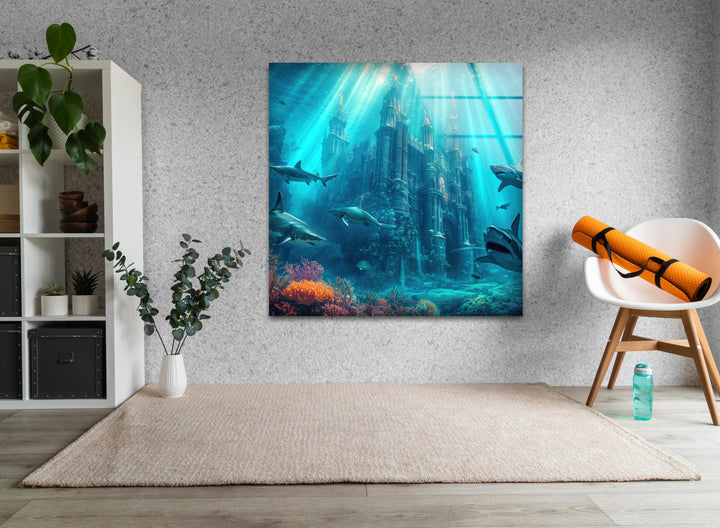 Underwater Atlantis Glass Wall Art, glass image printing, glass prints from photos