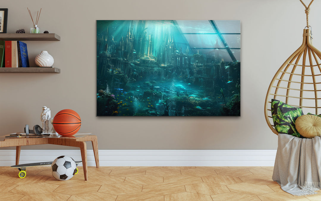 Deep Atlantis Glass Wall Art picture on glass wall art, photos printed on glass
