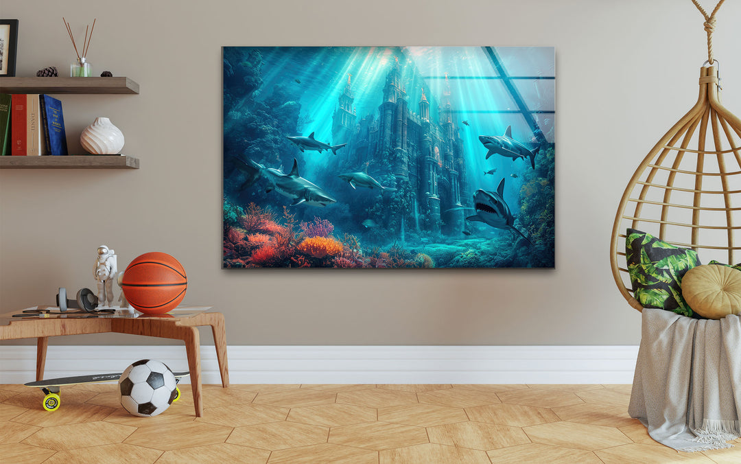 Underwater Atlantis Glass Wall Art, photo print on glass, prints on glass wall art